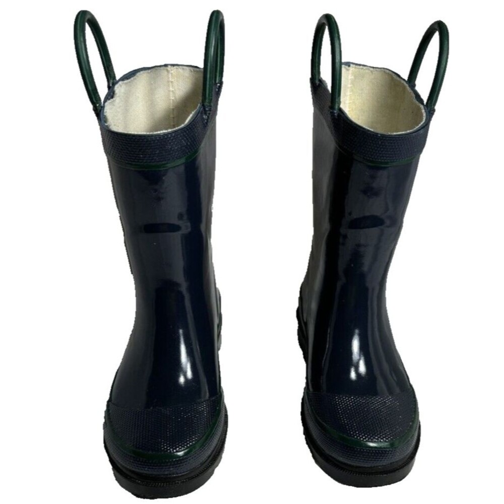 Western Chief Kids Boots Size 9 Navy Blue Firechief  Logo Rubber Round Toe Rain